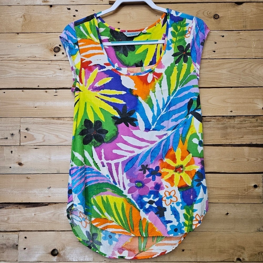 Jams World Daydreamer Eclair Floral Tropical Top Womens XS Made in Hawaii W661 - Picture 2 of 9